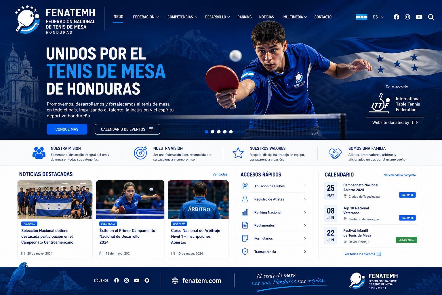 Vista del nuevo sitio web FENATEMH.com